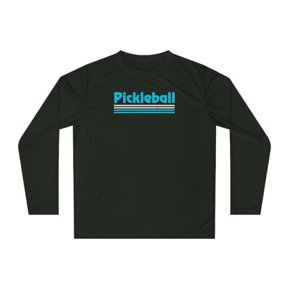 Retro Light Blue Long Sleeve Pickleball Shirt - Dry Fit