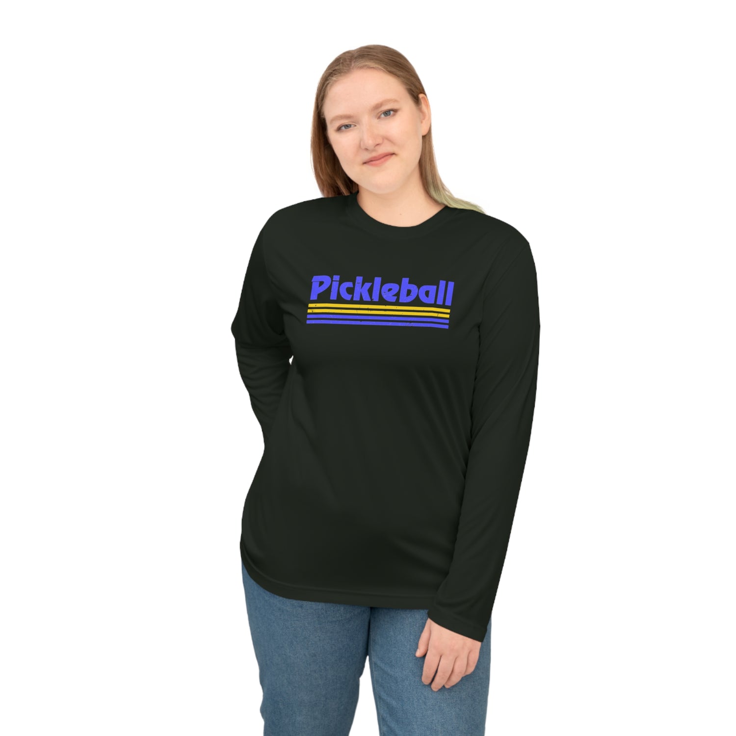 Retro Blue Pickleball Long Sleeve Shirt - Dry Fit