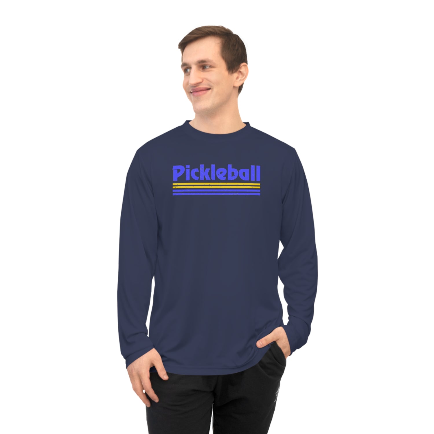 Retro Blue Pickleball Long Sleeve Shirt - Dry Fit