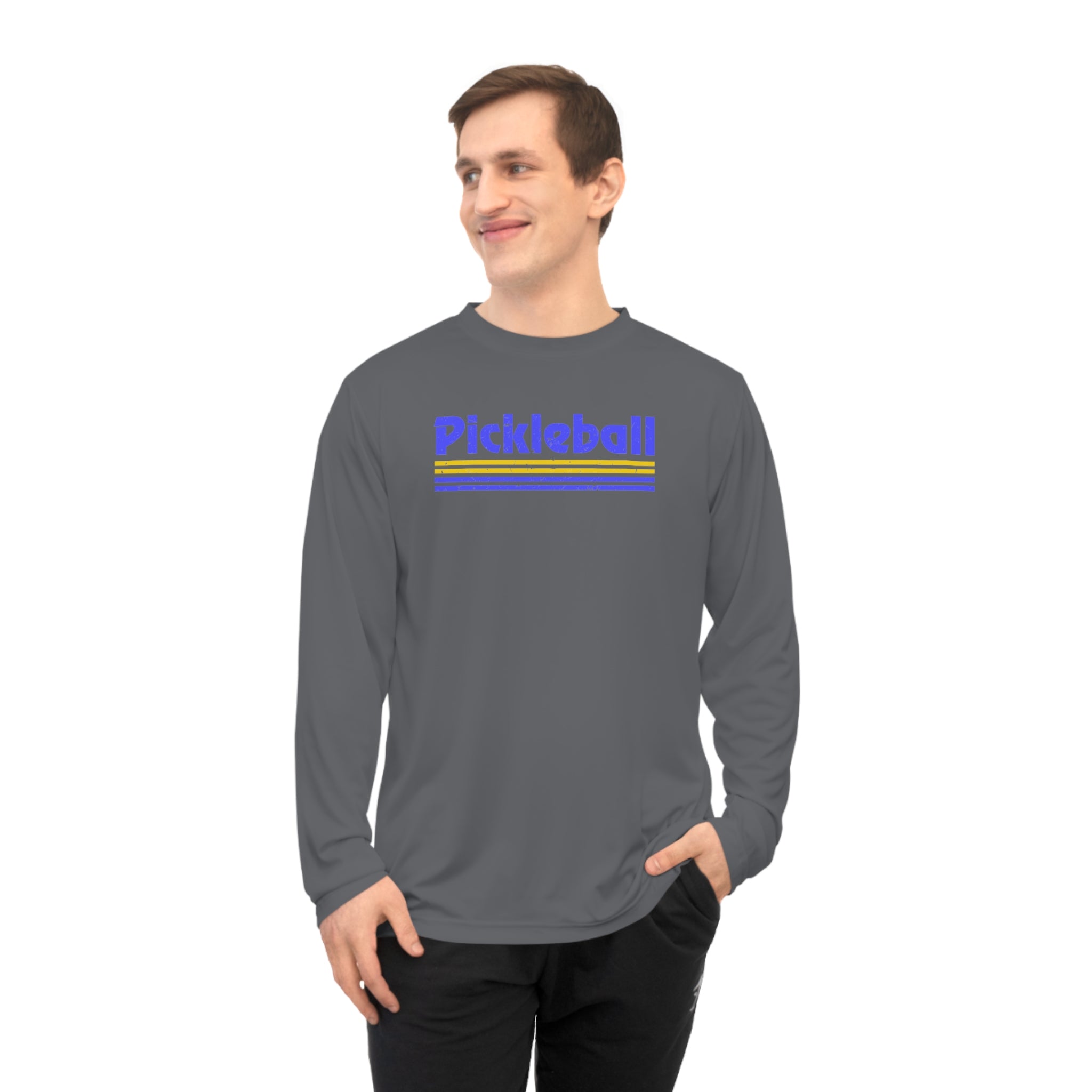 Retro Blue Pickleball Long Sleeve Shirt - Dry Fit