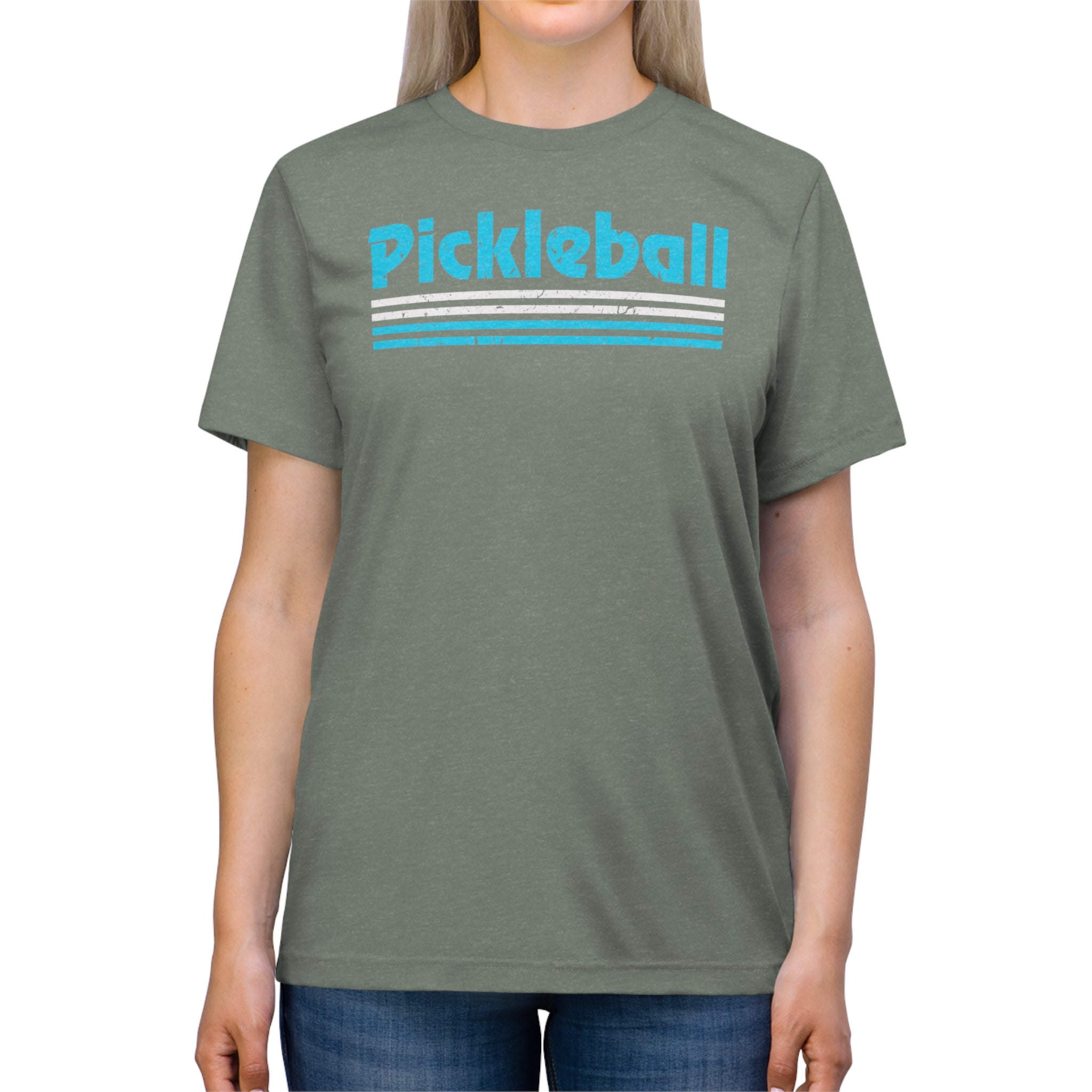 Retro Light Blue Pickleball Tee Shirt