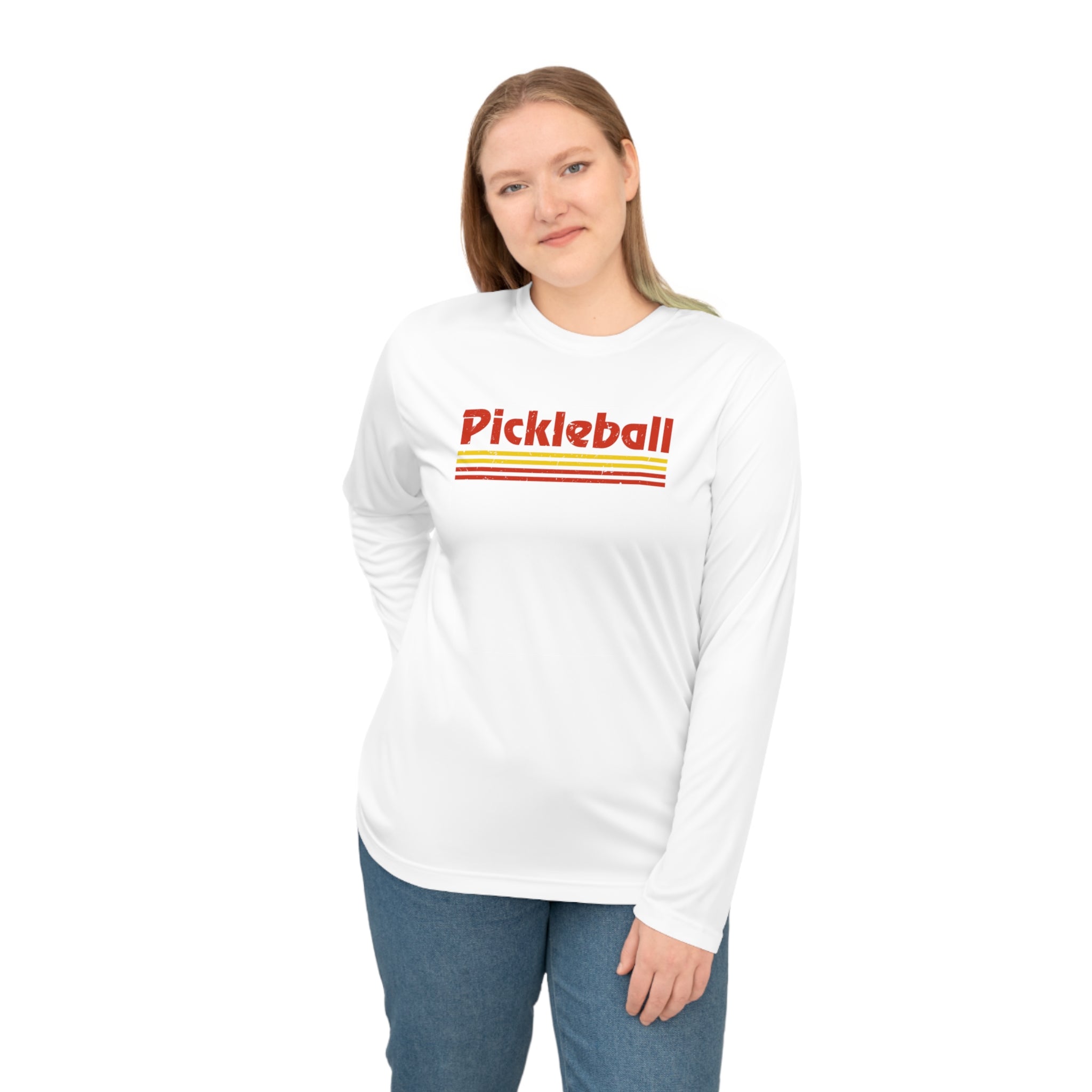 Retro Red Pickleball Long Sleeve Shirt - Dry Fit