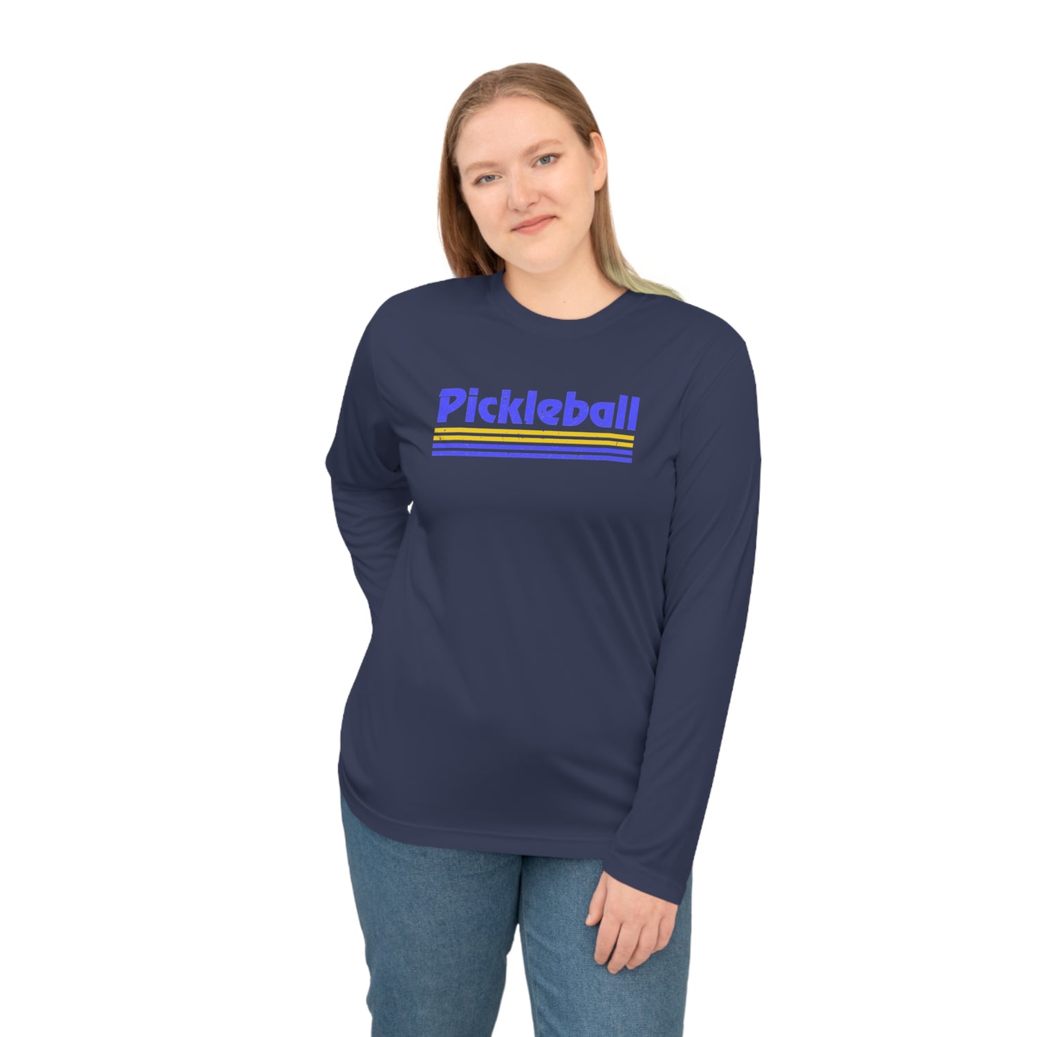 Retro Blue Pickleball Long Sleeve Shirt - Dry Fit