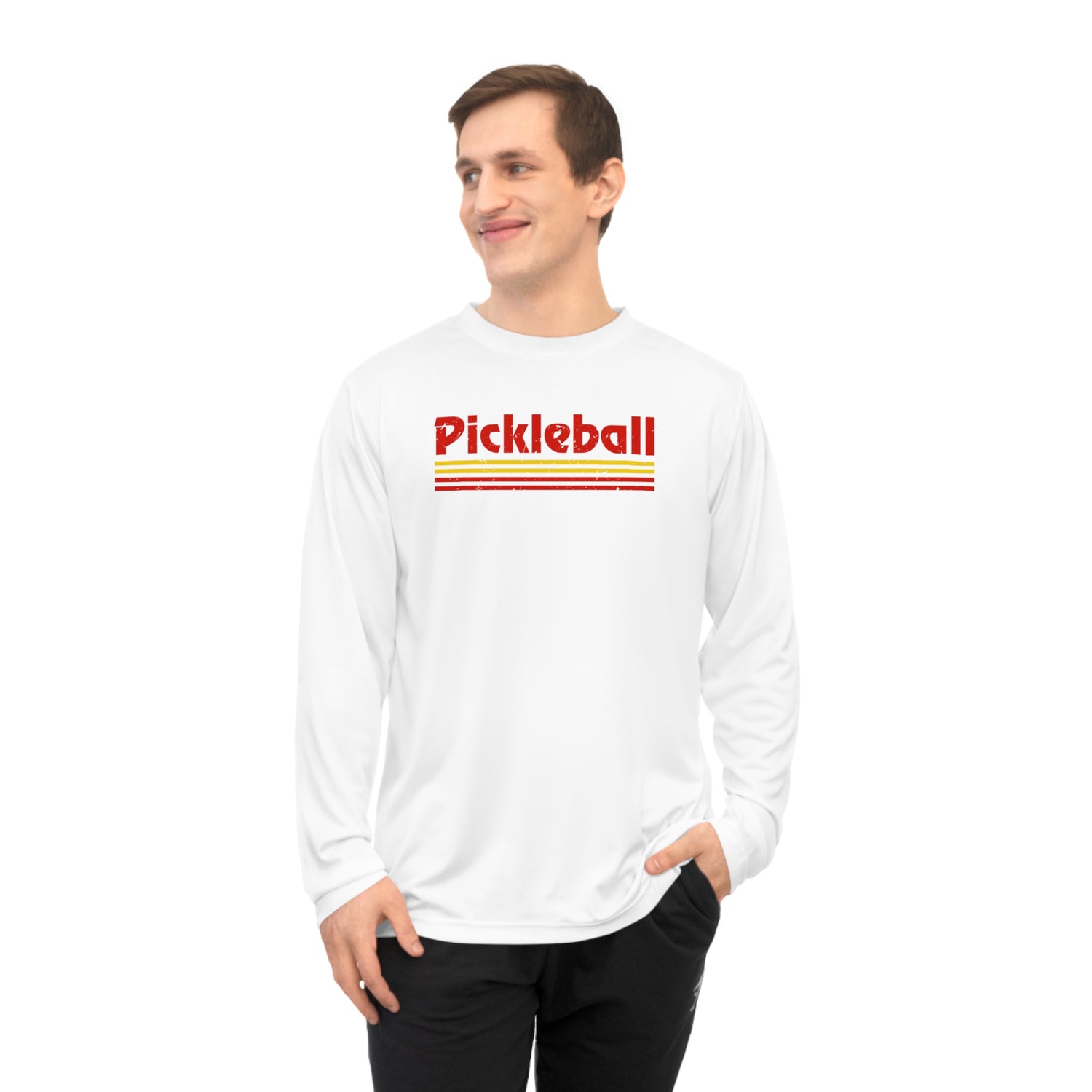 Retro Red Pickleball Long Sleeve Tee - Dry Fit