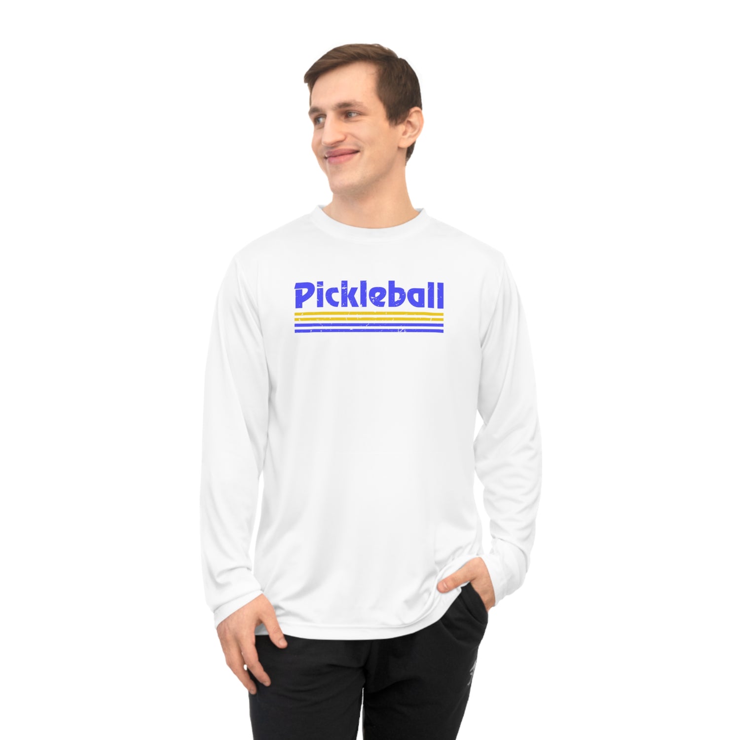 Retro Blue Pickleball Long Sleeve Shirt - Dry Fit