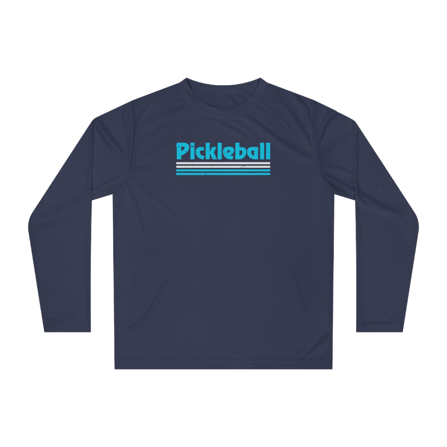 Retro Light Blue Long Sleeve Pickleball Shirt - Dry Fit