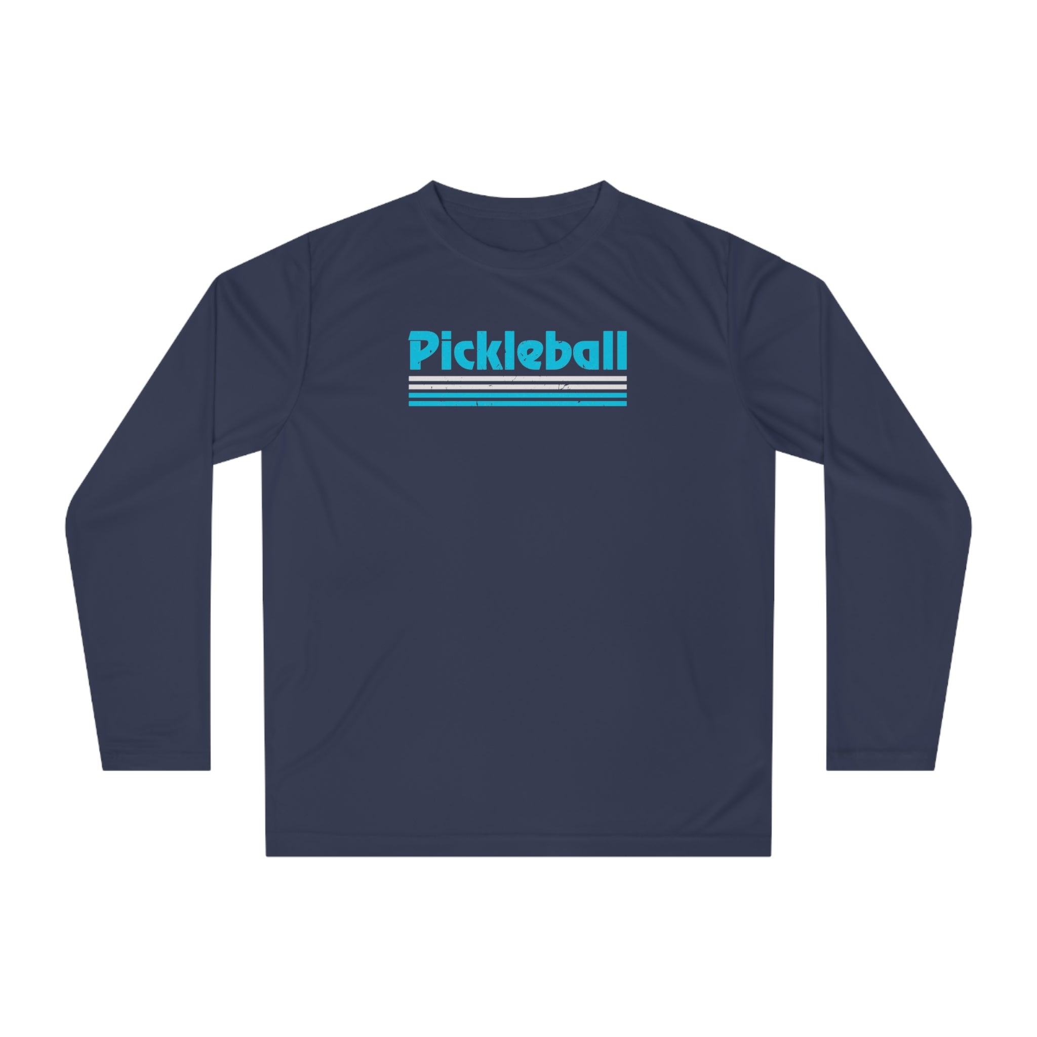 Retro Light Blue Long Sleeve Pickleball Shirt - Dry Fit