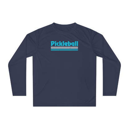 Retro Light Blue Long Sleeve Pickleball Shirt - Dry Fit