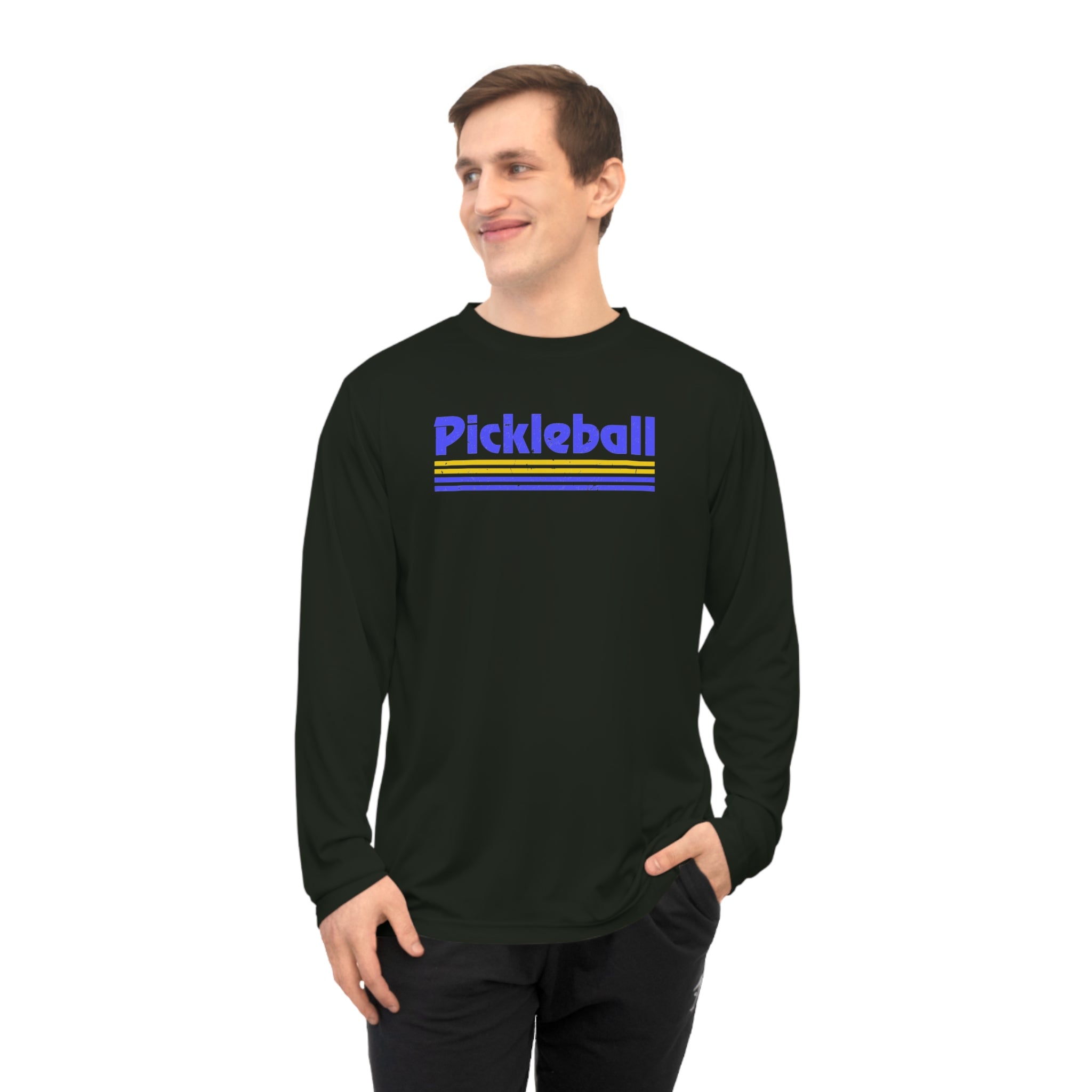 Retro Blue Pickleball Long Sleeve Shirt - Dry Fit