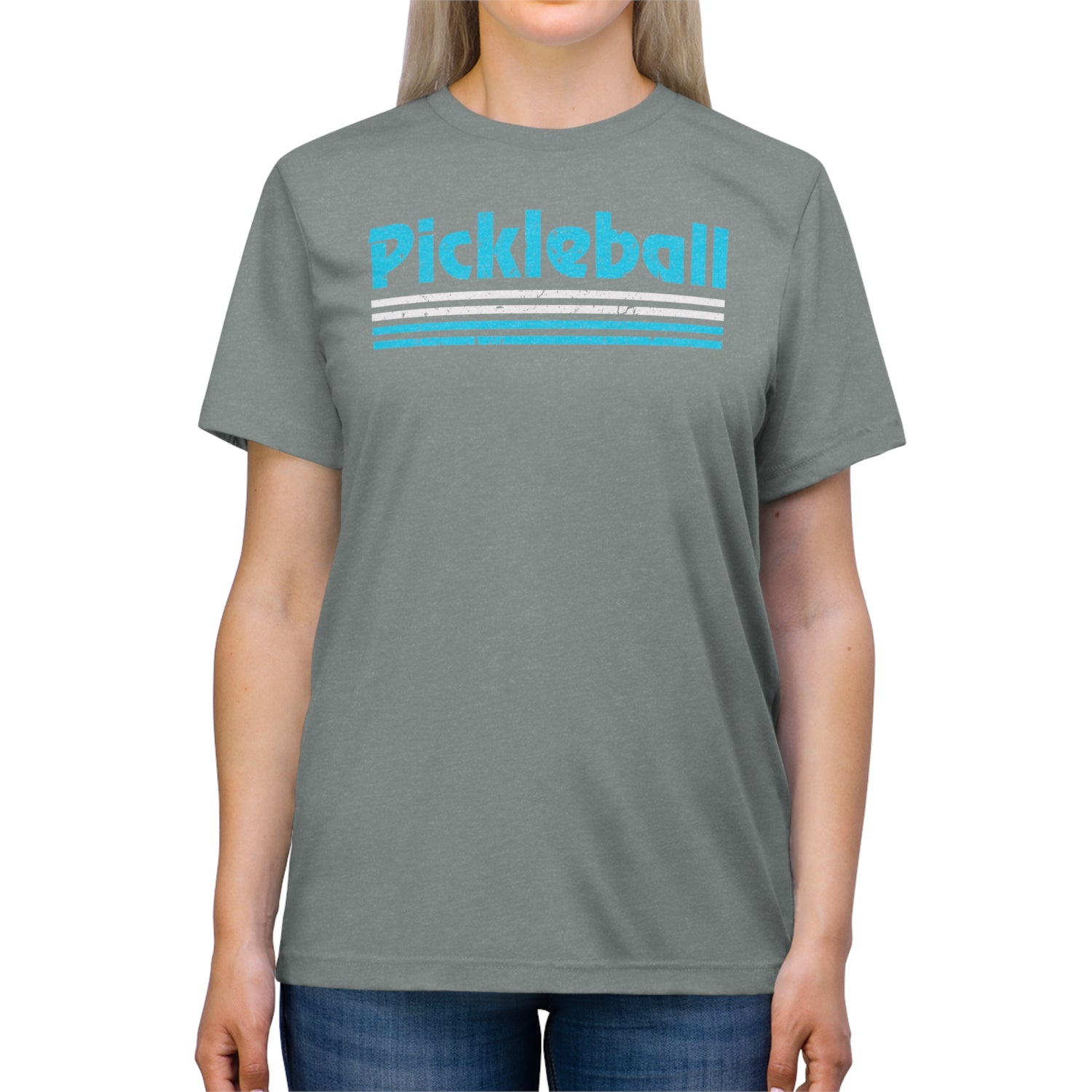 Retro Light Blue Pickleball Tee Shirt