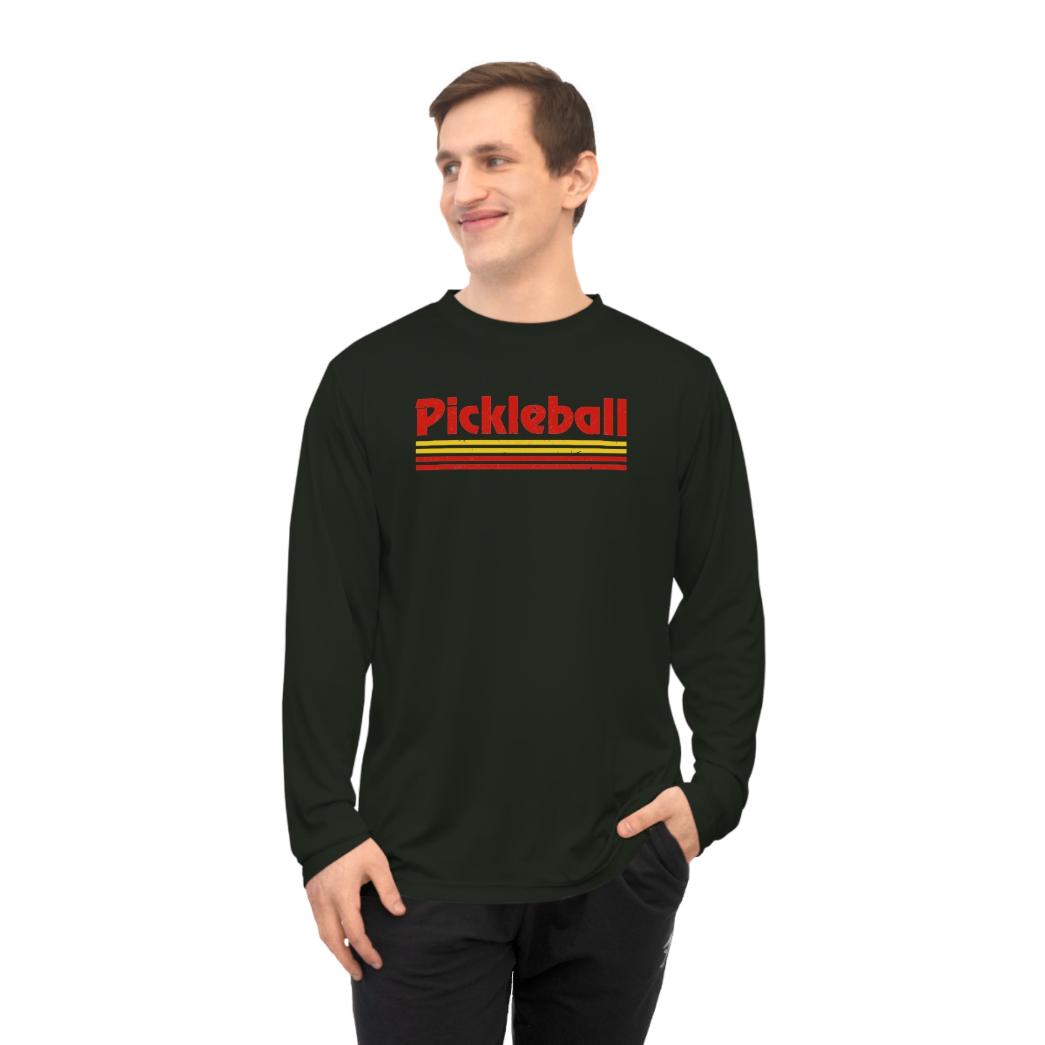 Retro Red Pickleball Long Sleeve Tee - Dry Fit