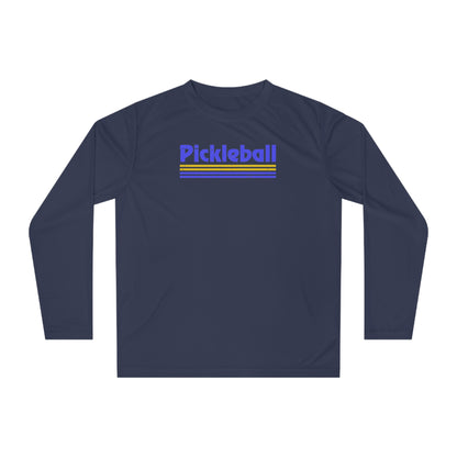 Retro Blue Pickleball Long Sleeve Shirt - Dry Fit