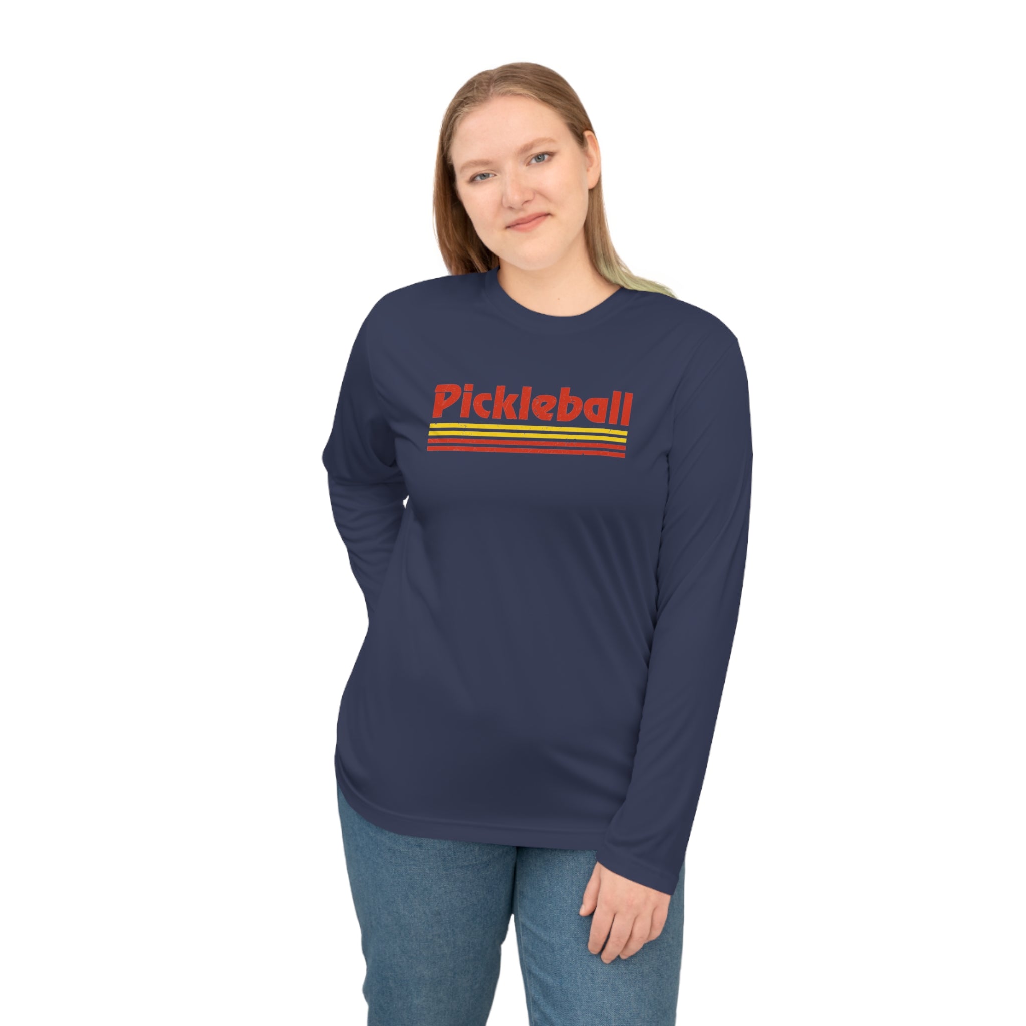 Retro Red Pickleball Long Sleeve Shirt - Dry Fit