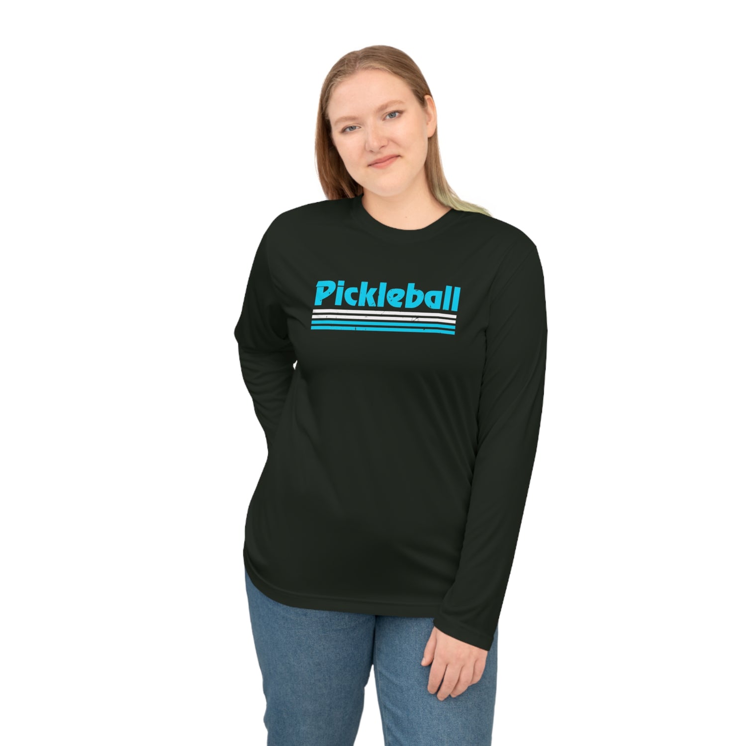 Retro Light Blue Long Sleeve Pickleball Shirt - Dry Fit