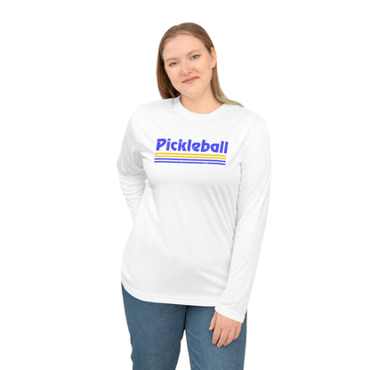 Retro Blue Pickleball Long Sleeve Shirt - Dry Fit